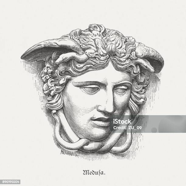 Medusa Rondanini Ancient Sculpture Glyptothek In Munich Germany Published 1879 Stock Illustration - Download Image Now