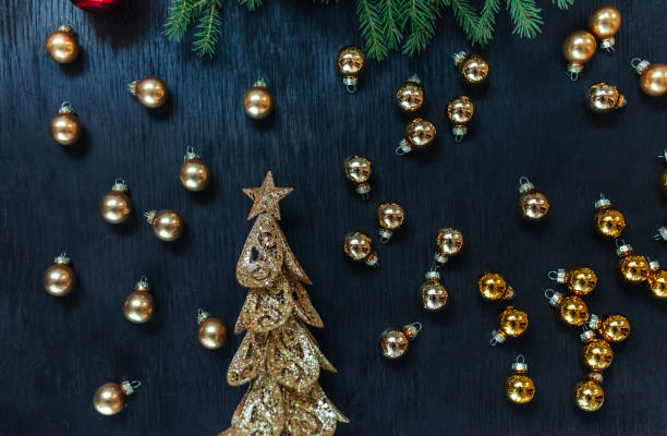 istock Christmas toy drive. The black background. Star and Tree 890202340