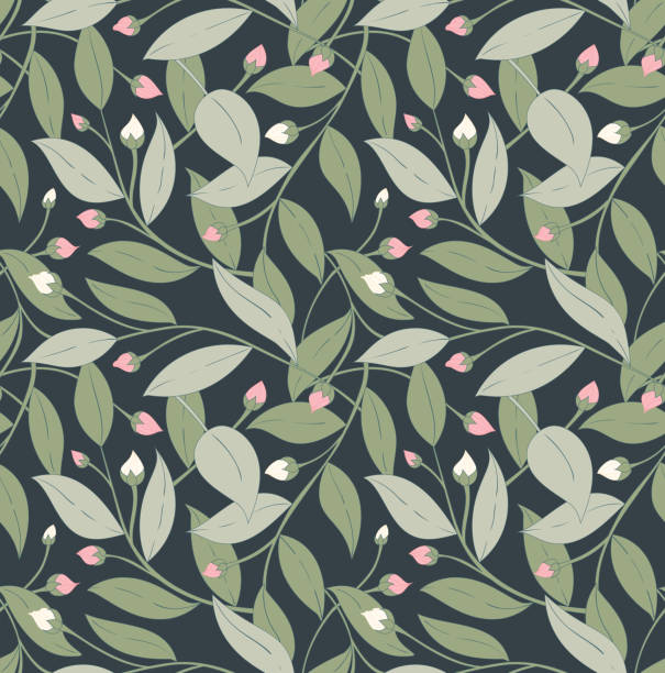 ilustrações, clipart, desenhos animados e ícones de bloom - pattern blossom seamless old fashioned