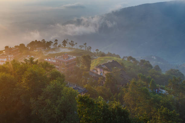 Sunrise in Nagarkot in the Kathmandu Valley. Sunrise in Nagarkot in the Kathmandu Valley. The edge of the valley from where is the best view of the Himalaya. nagarkot photos stock pictures, royalty-free photos & images