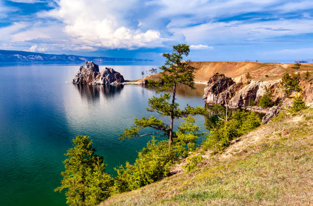 Lake Baikal. Summer Day Lake Baikal. Olkhon island. Cape Burkhan. siberia summer stock pictures, royalty-free photos & images