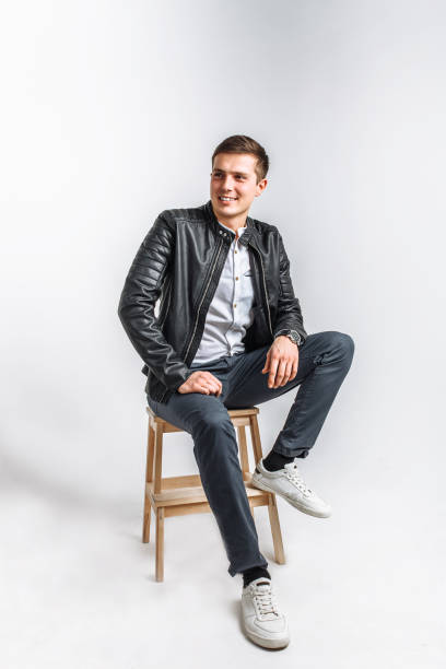 istock The guy in the Studio. The guy in the black jacket. Handsome guy 890221862