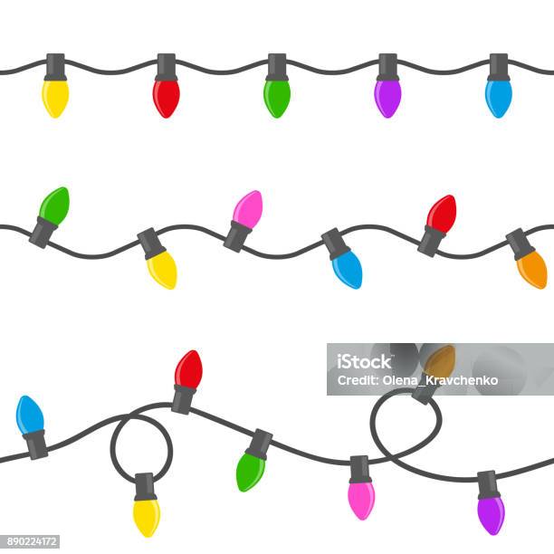 Garland Glowing Seamless Pattern Stock Illustration - Download Image Now - Christmas Lights, String, Illuminated