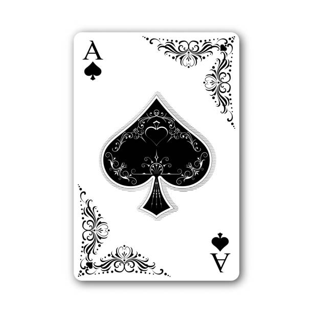 Ace of spades Poker and Casino. Ace of spades, vintage and retro style. Exclusive design for the deck of cards. Vector illustration. ace stock illustrations