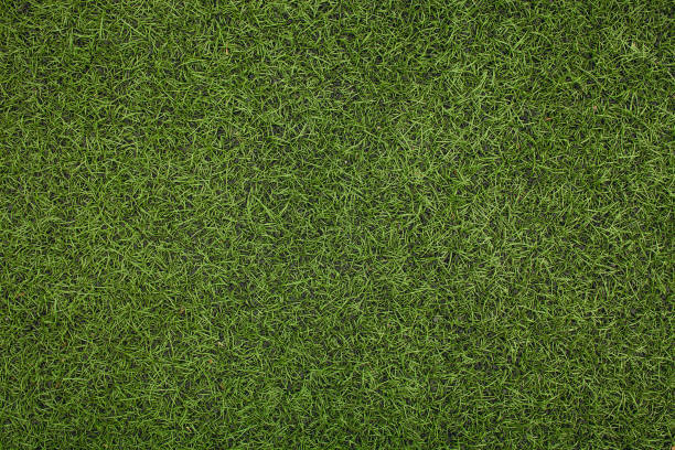 istock Green artificial grass soccer field. The green background. 890235468