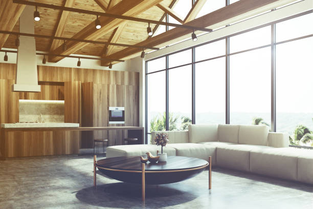 istock Loft living room and kitchen toned 890250992