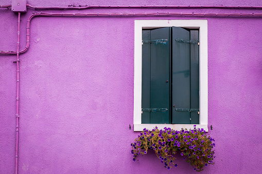 Purple facade of house