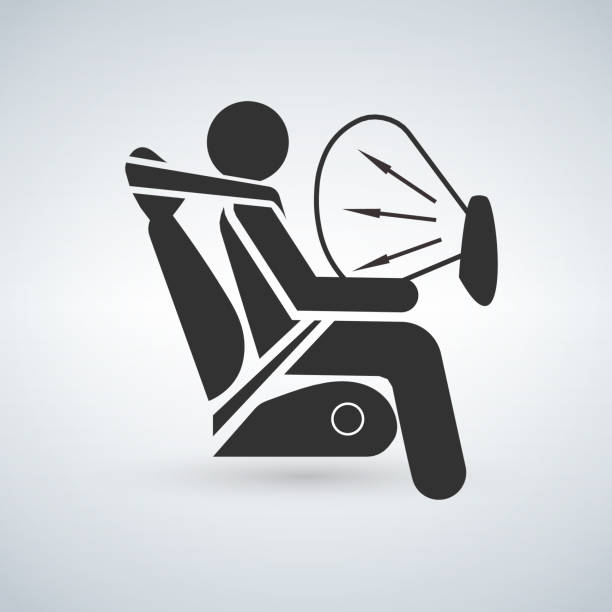 illustrations, cliparts, dessins animés et icônes de signe noir airbag - airbag