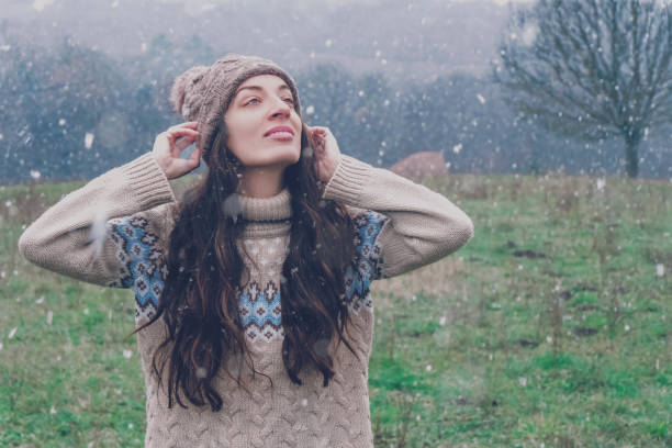 istock Woman on a winter walk 890285682