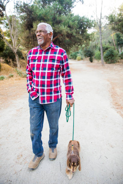 istock Senior African American Man Walking his Dog 890285918
