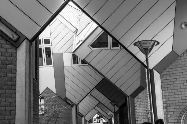 cubic yellow construction rooms in rotterdam Netherlands