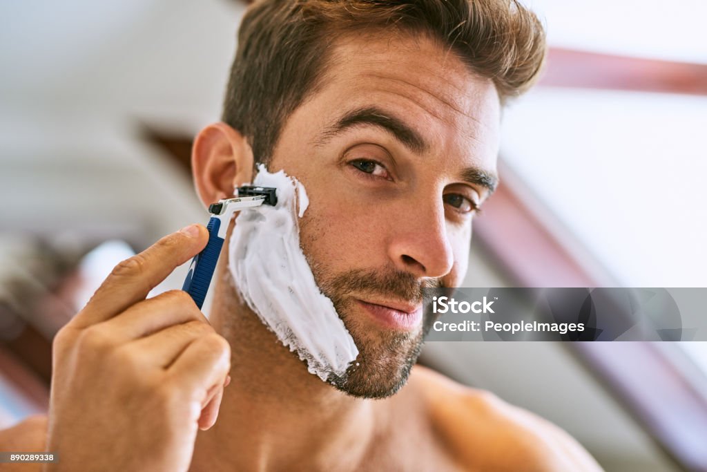 Der Bart muss gehen - Lizenzfrei Rasieren Stock-Foto