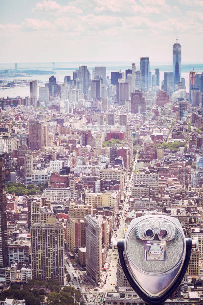 istock Tourist binoculars pointing at Manhattan skyline, New York. 890293846