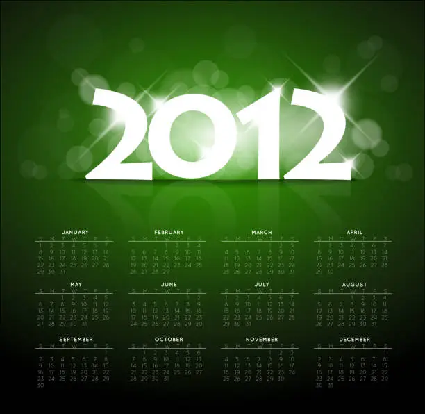 Vector illustration of Green calendar for the new year 2012