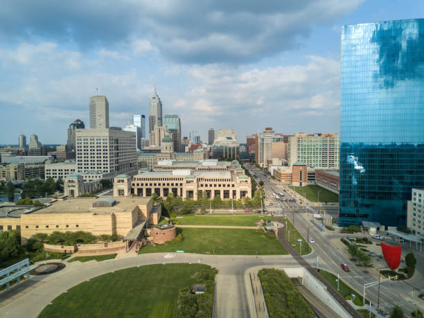 istock Drone view on Indianapolis Downtown, USA 890331702