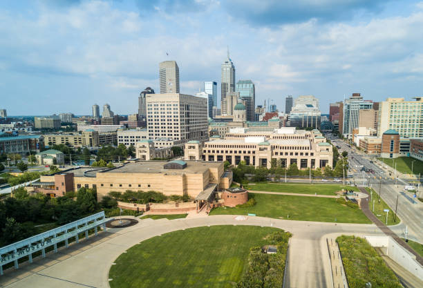 istock Drone view on Indianapolis Downtown, USA 890332250