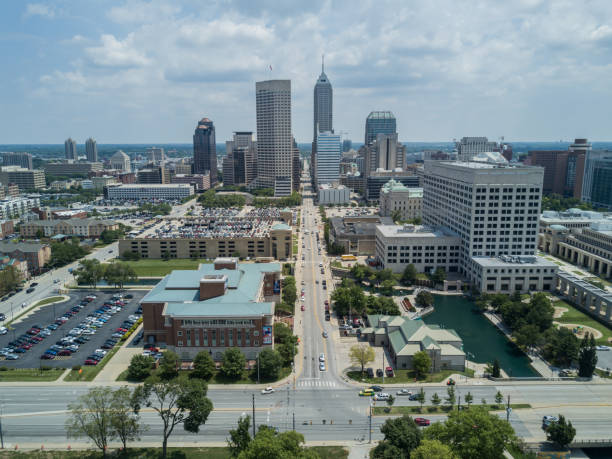 istock Drone view on Indianapolis Downtown, USA 890334362