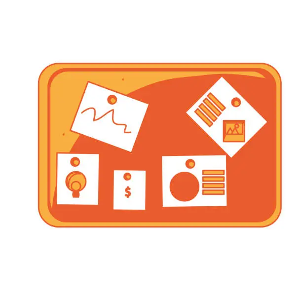 Vector illustration of corkboard with notes icon