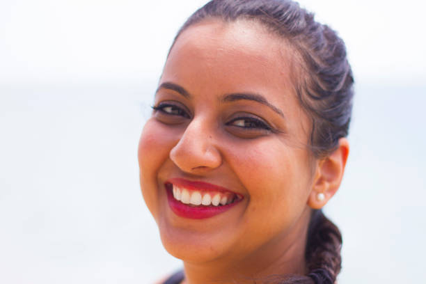Indian woman on Caribbean beach