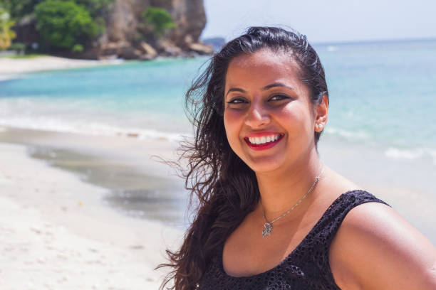 Indian girl on Beach stock photo