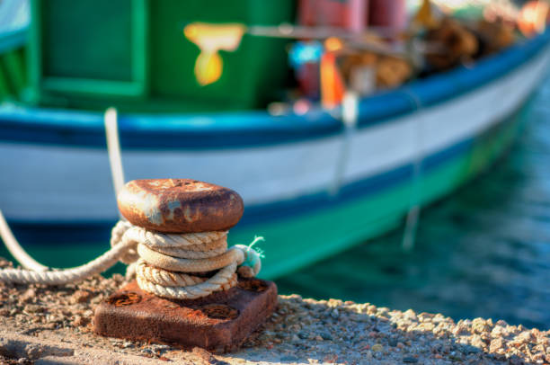 istock Closeup of bollard in the harbor 890377524