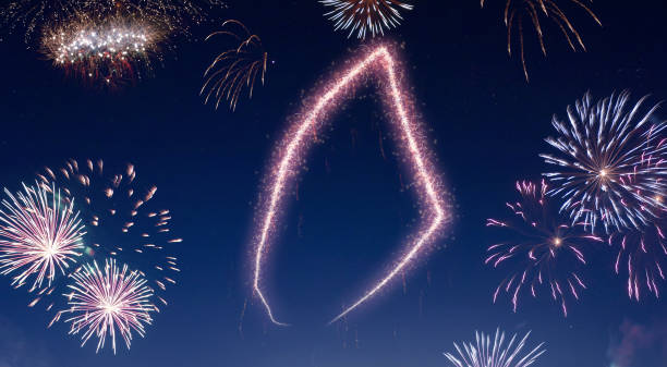 istock Night sky with fireworks shaped as Djibouti.(series) 890377716