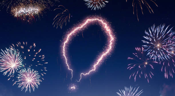 istock Night sky with fireworks shaped as Sao Tome and Principe.(series) 890377804