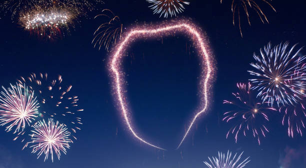 istock Night sky with fireworks shaped as Sierra Leone.(series) 890377816