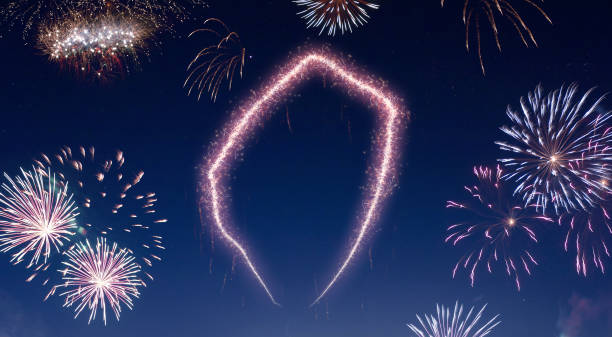 istock Night sky with fireworks shaped as Swaziland.(series) 890377822