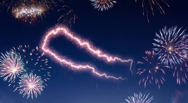 istock Night sky with fireworks shaped as Nepal.(series) 890380020