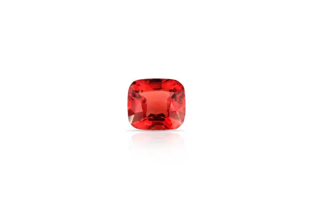 Natural Red Spinel gemstone on white background