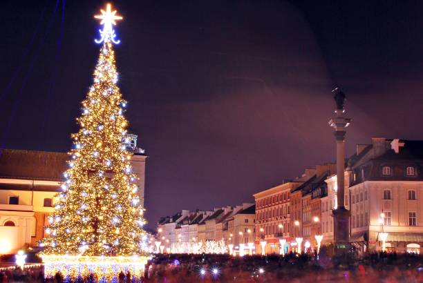 istock Outdoors Christmas decorations at Warsaws street 890392838