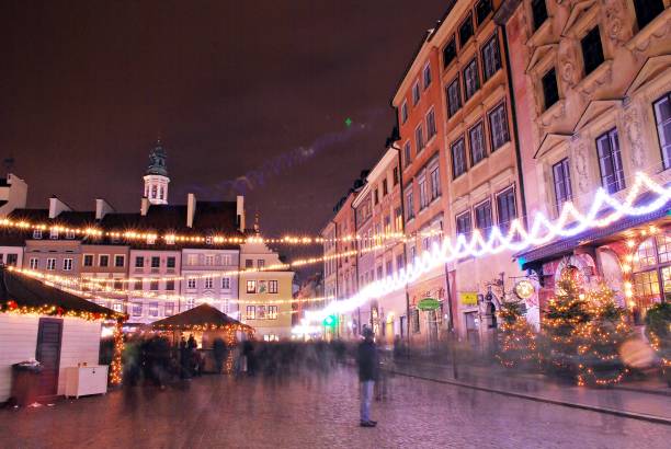 istock Outdoors Christmas decorations at Warsaws street 890392942