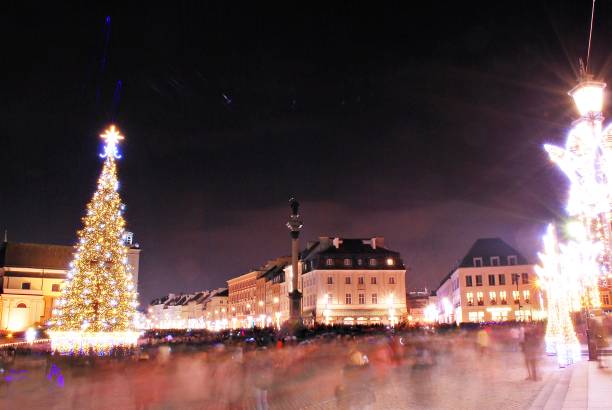 istock Outdoors Christmas decorations at Warsaws street 890393216
