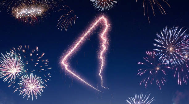 istock Night sky with fireworks shaped as Yukon.(series) 890393244