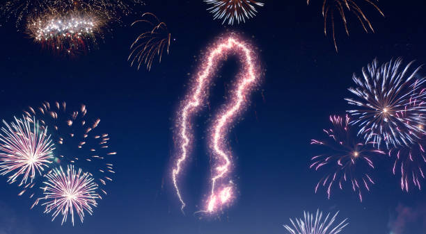 istock Night sky with fireworks shaped as Sweden.(series) 890395418