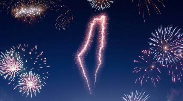 istock Night sky with fireworks shaped as Israel.(series) 890395456