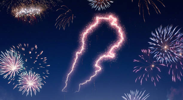 istock Night sky with fireworks shaped as Lebanon.(series) 890395462