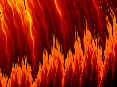 Abstract fire flames on black background. Flame tongue. Vivid fiery pattern. Fractal art