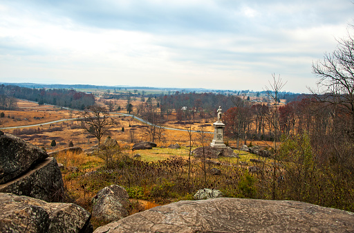 The monuments of the Gettysburg Battlefield commemorate Battle of Gettysburg in the American Civil War.