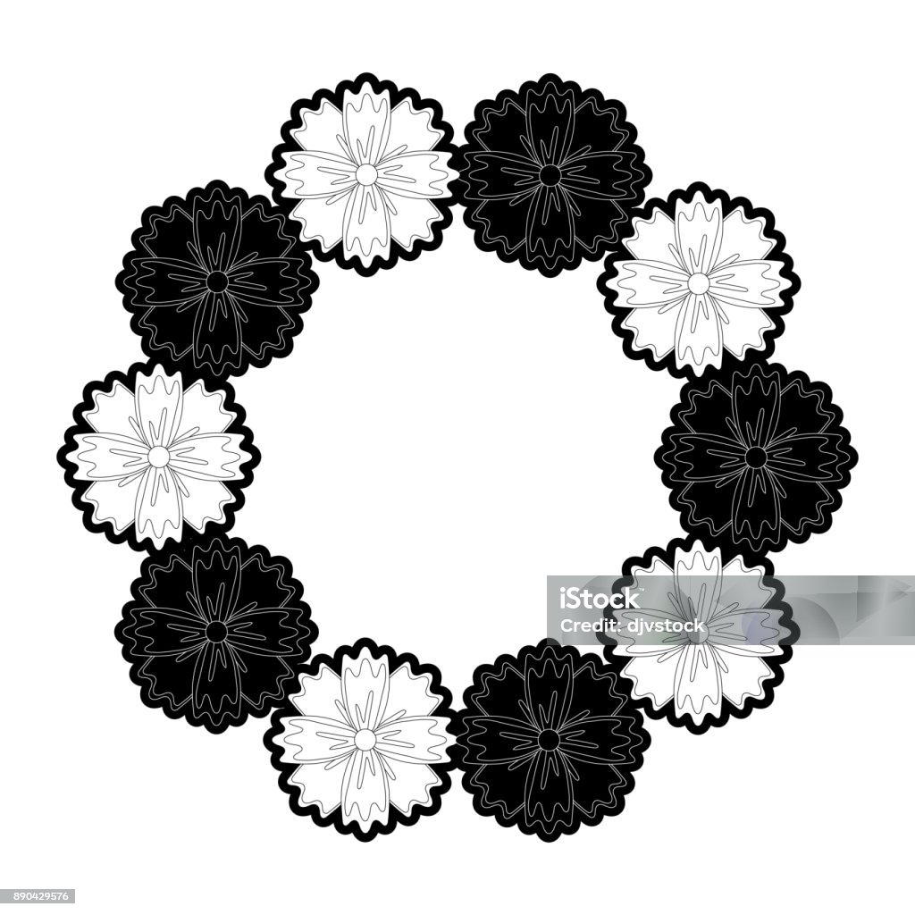 Simple Round Flower Vector Round Frame Flower Vector Illustrat Stock Illustration - Download Image ...