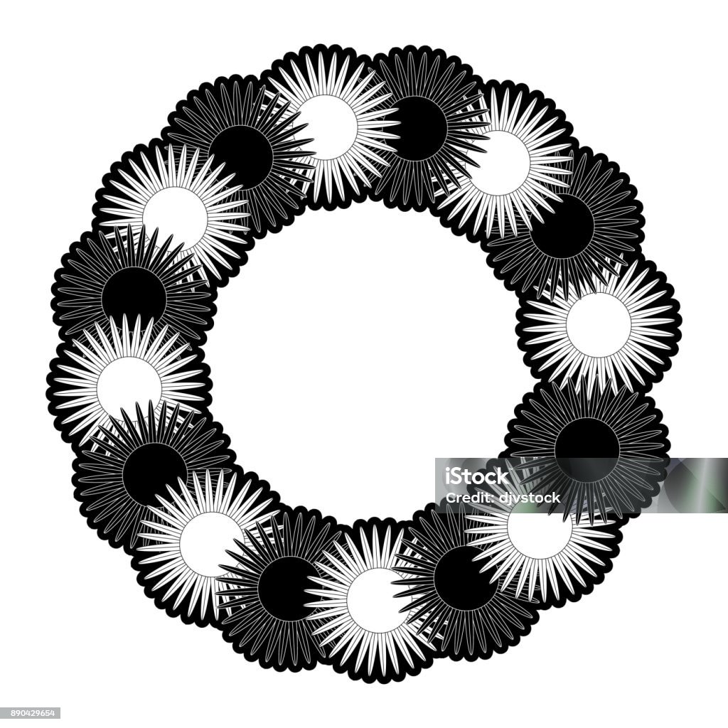 Round Flowe Vector Round Frame Flower Vector Illustrat Stock Illustration - Download Image ...