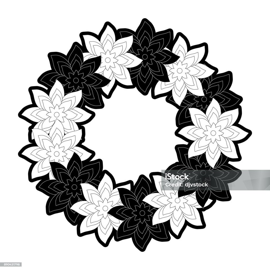 Simple Round Flower Vector Round Frame Flower Vector Illustrat Stock Illustration - Download Image ...