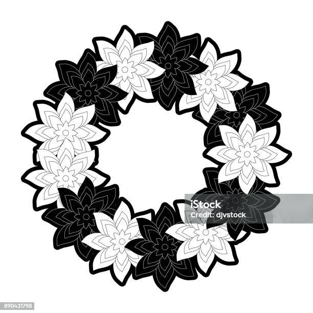 Round Flowe Vector Round Frame Flower Vector Illustrat Stock Illustration - Download Image ...