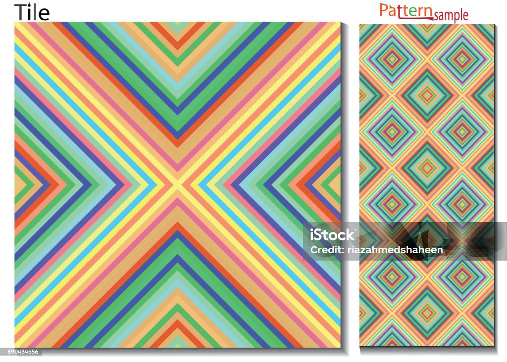 Multi Colored Diagonal Line Art Seamless Pattern Stock Illustration ...