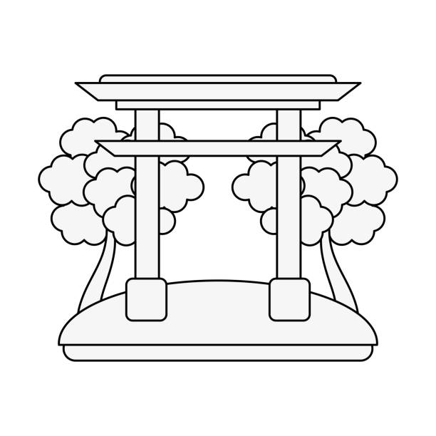 Chinese portal symbol Chinese portal symbol icon vector illustration graphic design gateway arch st louis stock illustrations