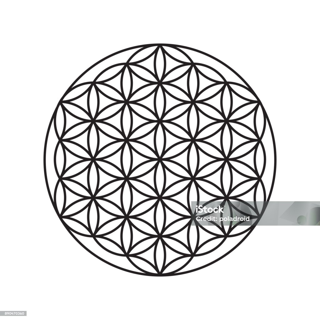 Sign of a flower of life, a pattern of circles Logo of a flower of life, a pattern of circles Flower stock vector
