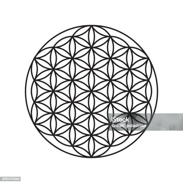 Sign Of A Flower Of Life A Pattern Of Circles Stock Illustration - Download Image Now - Flower, Mandala, Sacred Lotus