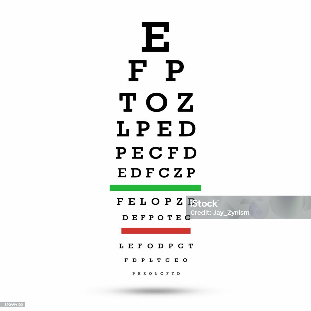 Eye test chart. The testing board. with clipping path Eyesight Stock Photo