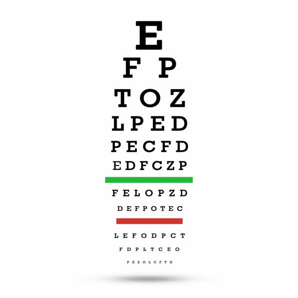 диаграмма глазных испытаний. тестовая доска. с отсечением пути - human eye eyesight optometrist lens стоковые фото и изображения